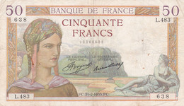 50 FRANCS CERES - 21-2-1935 - N° 17 - 50 F 1934-1940 ''Cérès''