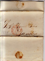Año 1849 Prefilatelia Carta De Valencia A Gandia   Marcas Nº23  Valencia - ...-1850 Prephilately