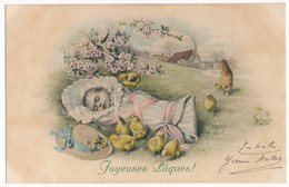 CPA Illustrateur SCHUBERT Joyeuses Pâques Bébé Et Poussins M.M. MM VIENNE Nr . N°661 MUNK Viennoise - Schubert