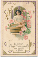CPA 1er AVRIL Carte Gaufrée Maternité Les Meilleures Voeux Pour Maman Et Bébé - 1 De April (pescado De Abril)