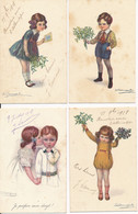 Lot De 4 CPA Illustrateur S. BOMPARD Enfants - Bompard, S.