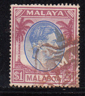 Malacca $1.00 Used 1949, Malaya / Malaysia (Cond., Pin Hole) - Malacca