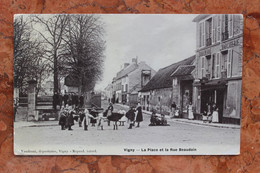 VIGNY (95) LA PLACE ET LA RUE BEAUDOIN / BOUCHERIE / CHARCUTERIE - Vigny