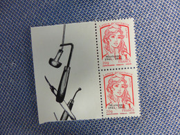 Marianne De CIAPPA Multitechnique 2014 Surchargée  Paire Verticale TVP  Rouge Sans Phosphore - Unused Stamps