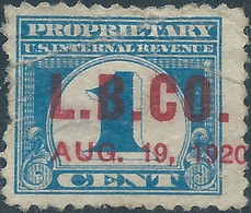 Stati Uniti D'america,United States,U.S.A,1920 Internal Revenue  Proprietary,Used Very Old  ! - Revenues