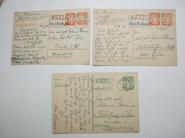 DANZIG , 3 Ganzsachen Gebraucht , Teils Altersspuren - Postal  Stationery