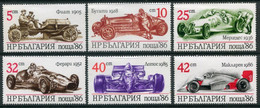 BULGARIA 1986 Racing Cars, MNH / **.  Michel 3537-42 - Unused Stamps