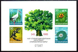 BULGARIA 1986 Envirobment Protection Imperforate Block MNH / **.  Michel Block 167B - Unused Stamps