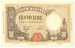 100 LIRE BARBETTI GRANDE B GIALLO TESTINA RETRO BI RSI 11/11/1944 QSPL - Regno D'Italia – Autres