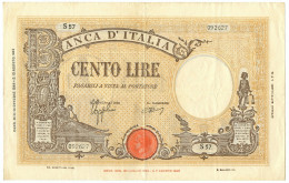 100 LIRE BARBETTI GRANDE B GIALLO TESTINA RETRO BI RSI 10/10/1944 BB/SPL - Regno D'Italia – Other