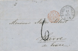 Hamburg / France - 1855 - Folded Cover From Hamburg TH&T Via Tour-T / Valenciennes 2 En Paris Naar Le Havre - [1] Prefilatelia