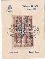 ESPAGNE 1937 CARTE SOUVENIR DE CADIZ - 1931-50 Lettres