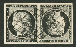 FAUX DE SPERATI : Superbe Paire TÊTE-BÊCHE Du 20c CERES (n°3). Cachet SPERATI Au Verso. TTB. - 1849-1850 Ceres