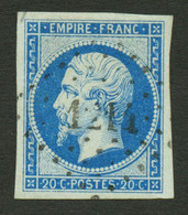 20c Empire Type II Bleu Sur Vert (n°14Ba) Obl. PC 1214. Cote 210€++. Signé SCHELLER. Timbre Superbe. - Other & Unclassified