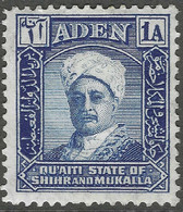 Qu'aiti State In Hadhramaut (Aden). 1942-46 Sultan. 1a MH. SG 3 - Aden (1854-1963)