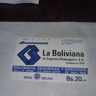 Bolivia-la Boliviana- Segurosyentel-(9)-(?)-(bs.20.00)-used Card+1prepiad Free - Bolivie