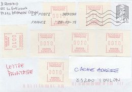 LETTRE ORIGINALE ECOPLI CIAPPA + COMPLEMENT EMA X7X10C ARGENTON 26/3/2015 POUR TOULON - Cartas & Documentos