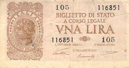 BANCONOTE BANCA D'ITALIA 1 LIRE 1944 VG/G IV - Italië – 1 Lira