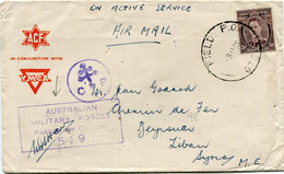 AUSTRALIE LETTRE CENSUREE AVEC CACHET "AUSTRALIAN MILITARY FORCES PASSED BY CENSOR..." DEPART FIELD P.O. 9 JA 43........ - Storia Postale