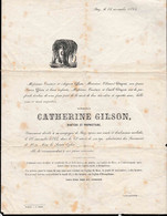 Avis Mortuaire Catherine Gilson Décédée à Beez Namur 1863 église De Hemptinne 21x28cm - Décès