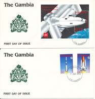 Gambia FDC 7-1-1993 SPACE Set Of 2 Stamps And A Minisheet On 2 Covers With Cachet - Afrika