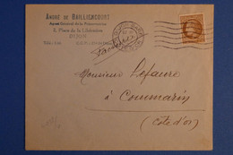 K24 FRANCE BELLE LETTRE 1945 DIJON  POUR CAUMARIN + AFFRANCHISSEMENT PLAISANT - 1945-47 Cérès De Mazelin