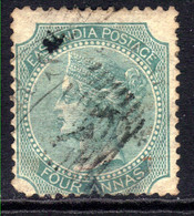 India 1866 - 78 QV 4 Anna Green Used SG 69 Die 1 ( C546 ) - Altri & Non Classificati