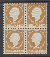 Iceland, Scott 87, MNH Block Of Four - Unused Stamps
