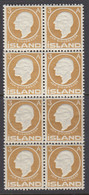 Iceland, Scott 87, MNH Block Of Eight - Neufs