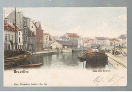 JM17.02 / CPA /  BRUXELLES - LE QUAI AUX BRIQUES  ( Colorisée - Péniches ) - Navegación - Puerto