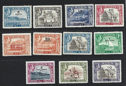 Aden 1951 KGVI Surcharged Definitives Set 11 M , HR , 2 With Small Gum Spots - Aden (1854-1963)