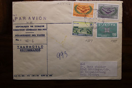 1963 Turquie Türkei Air Mail Cover Enveloppe Recommandé Par Avion Allemagne Europa - Lettres & Documents