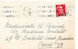 C 9  1946 Lettre Gandon Surchargée Algérie Constantine - Covers & Documents