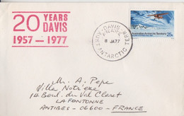 AAT, Lettre Obl. Davis Le 8 JA 77 Sur N° 30 (Lockheed Vega De Wilkm + 20 Ans De Davis - Lettres & Documents