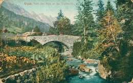 Gryon Pont Des Parts Et Les Diablerets VD Vaud Suisse Schweiz Svizzera Superbe Litho Rivière Pont Ed Rossier - Gryon