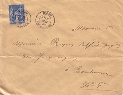 HAUTE GARONNE - MURET - SAGE 15c -LE 8 MAI 1885 -ENVELOPPE SANS TEXTE. - 1877-1920: Periodo Semi Moderno