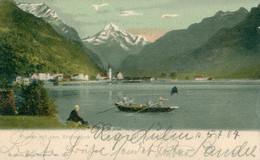 Flüelen Bristenstock Lac Barque UR Uri Suisse Schweiz Svizzera Superbe Litho Carte Précurseur 1904 - Flüelen