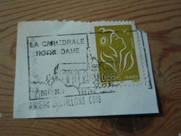 Timbre  Sur Fragment : Type Marianne De Lamouche Y&T : 3735 Flamme Cathédrale AMIENS - Hortillons - Mechanical Postmarks (Advertisement)
