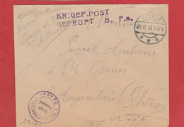 Lettre En FM Du Camp De Speyer Vers St Genis - Cachet Lazarett Baracken Speyer 1915 - Guerra Del 1914-18