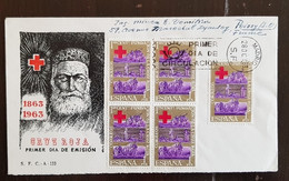 ESPAGNE Croix Rouge, Red Cross,  Yvert N°1203 X 5 Sur Lettre Par Ayant Voyagé. Cachet  28/10/1963 - Red Cross