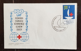 POLOGNE Croix Rouge, Red Cross,  100 Ans De La Croix Rouge Internationale.  FDC, Enveloppe Premier Jour 1963 - Rotes Kreuz