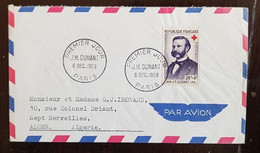 FRANCE Croix Rouge, Red Cross, YVERT N° 1188 , FDC, 1er Jour  Sur Enveloppe  Pour L'Algerie, H. DUNANT Cachet PARIS 1958 - 1950-1959