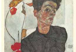 Egon Schiele - Selbstbildnis Mit Chinesischen Laternenfrüchten - Paintings