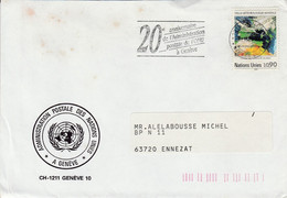 NATIONS UNIES LETTRE DE GENEVE POUR LA FRANCE 1989 - Cartas & Documentos