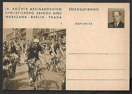 Postal Stationery Czechoslovakia (IX 4) 1955 Spartakiad Prague Bridge Vélo Cycling Fiets Fahrrad BICYCLE Cyclism - Lettres & Documents