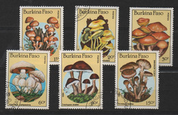 BURKINA FASO - 6 VIGNETTES CHAMPIGNONS 1985 - OBLITEREES - Burkina Faso (1984-...)