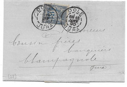 1890 DOLE - POUR COUSIN FRERES A CHAMPAGNOLE -  TYPE SAGE CAD - DOCUMENT - 1876-1898 Sage (Type II)