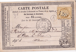 22797# CERES N° 55 CARTE PRECURSEUR BOITE RURALE A NON IDENTIFIEE Obl GC 1289 DEMANGE AUX EAUX T17 1875 MEUSE - Precursor Cards