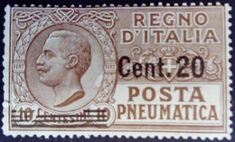 Italie Italy Italia 1924 Victor Emmanuel III Pneumatique Pneumatica Surchargé Overprinted Soprastampati Yvert 8 (*) MNG - Pneumatic Mail