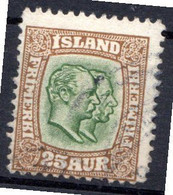 ISLANDE (Dépendance Danoise) - 1907-08 - N° 56 - 25 A. Bistre Et Vert - (Frédéric VIII Et Christian IX) - Andere & Zonder Classificatie